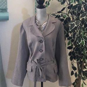 Brown and white blazer top